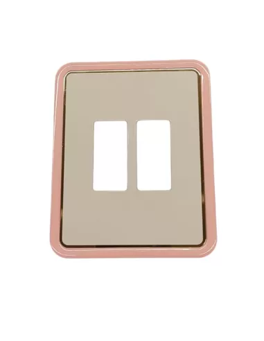 Vimar 08606.I.02 2-Hole Plate for Rectangular Boxes, Ivory-Pink, Vertical