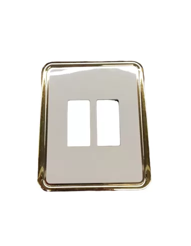 Vimar 08606.I.21 2-Hole Plate for Rectangular Boxes, Ivory and Gold, Vertical