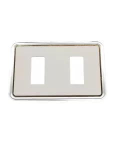 Vimar 08636.I.20 Plaque à 2 trous pour boîtes rectangulaires, blanc argenté