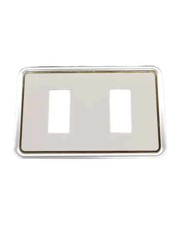 Vimar 08636.I.20 Plaque à 2 trous pour boîtes rectangulaires, blanc argenté