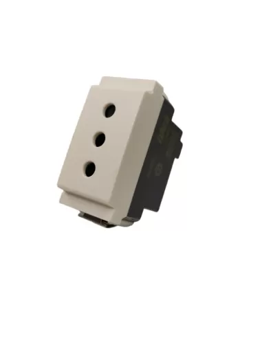 Vimar 17033.B Narrow Module Dual-Pass Two-Way Socket 2P T 16A P17/11 White For Round Boxes