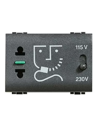 Prise Bticino l4177 anthracite pour rasoir 230v