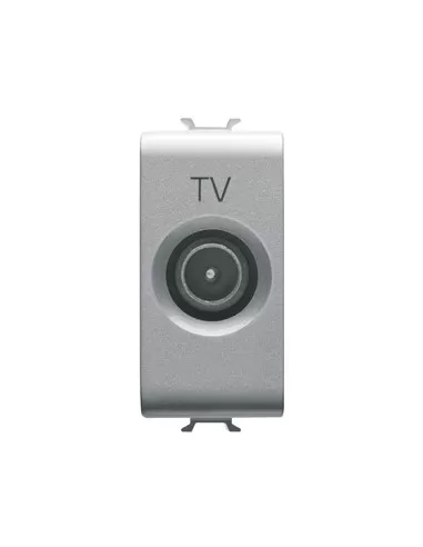 Prise TV Gewiss 1 m traversante, connecteur mâle 5 dB, diamètre 9,5 mm, référence GW14362 Chorus Titanium