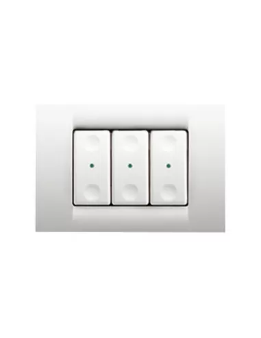 Gewiss 3-channel radio frequency push-button panel, cloud white plate, gw20893 system, white