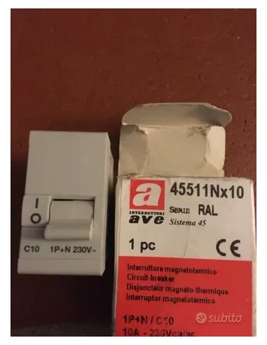 Interrupteur magnétique Ave 45511nx10 2P 10A ral