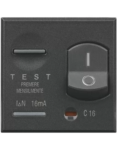 Interruptor diferencial Bticino Axolute Dark 1p n 16a 10ma 2 módulos hs4305//16