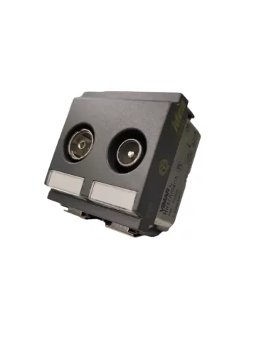 Vimar 17070.05 Toma Coaxial Derivada 2 Salidas Mas/Fem Gris Idea Módulo Reducido compatible solo con soportes de 2 módulos