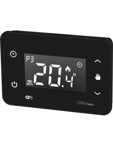 Thermostat programmable hebdomadaire Orbis Italia Ob326210 Nexu Noir WiFi mural 230 V