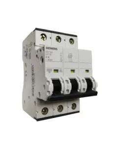 Siemens 3P 4A 10KA C-curve circuit breaker, 3 modules, 5SY43047