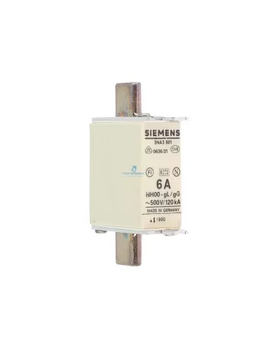 Fusible Siemens 3NA3801 NH 000 GL/GG 6A 500 VCA