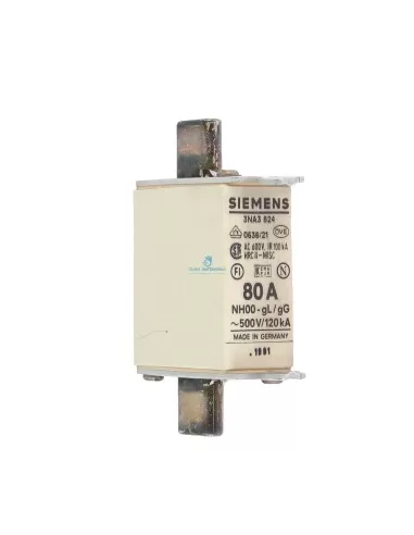 Fusible Siemens 3NA3824 NH 000 GL/GG 80 A 500 V CA