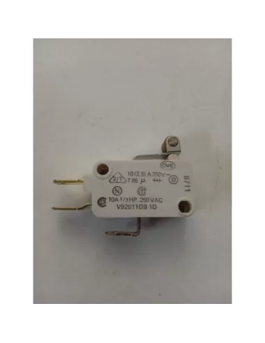 Micro-interrupteur 10 A 250 Vca sans contact normalement fermé (NF) avec levier et molette métallique