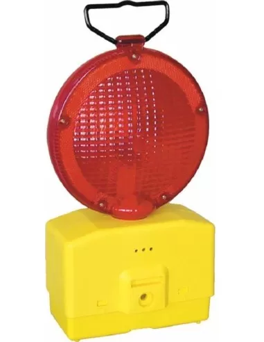 Red LED road light for construction sites, flashing or steady