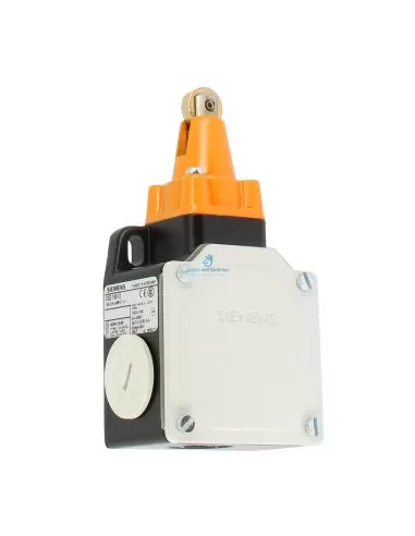 Interrupteur de fin de course métallique Siemens 3SE21001D avec bouton-poussoir et galet, 1 NO + 1 NC