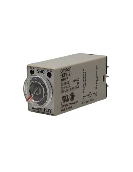 Minuterie analogique miniature Omron H3Y2AC241S 1s 24 V CA