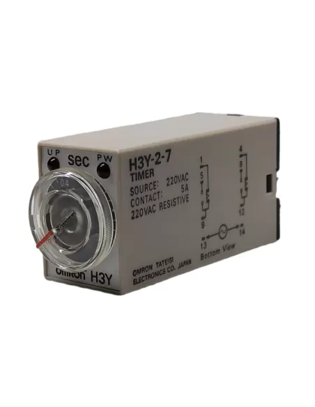 Minuterie Omron H3YN27AC2201S - Analmini, riteccit2 cont rit dt 1sec 220V AC