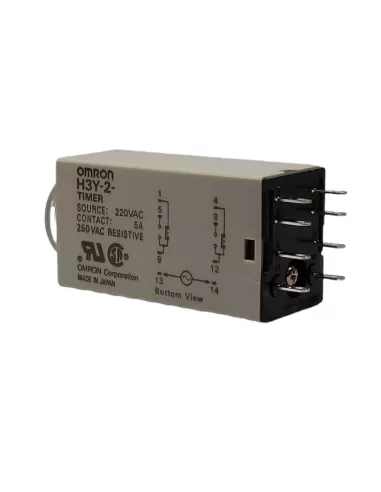 Minuteur Omron H3Y2AC2205S - Analmini, riteccit2 cont rit dt 5sec 220 Vca