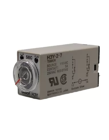 Minuteur anal miniature Omron H3Y27AV1105S, excitation Rit, 2 contacts, 5 secondes, 110 V CA