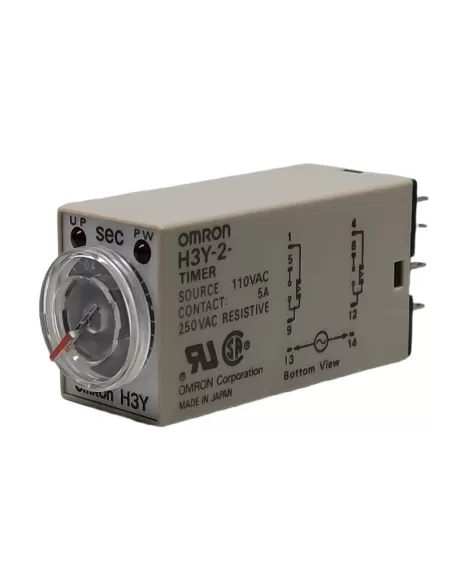 Omron h3y2ac1101s timer-analmini, riteccit2 cont rit dt 110v 1sec