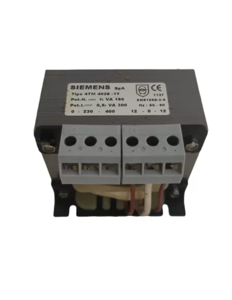 Siemens 4tm40281y traf 150va 230-400//12-0-12v en61558