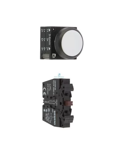Siemens 3sb32010aa61 bouton plat blanc 22mm 1no+1nc