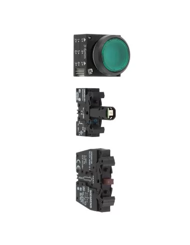 Bouton-poussoir Siemens 3SB32470AA41 avec LED verte, 24 V CA, 1 NO + 1 NF