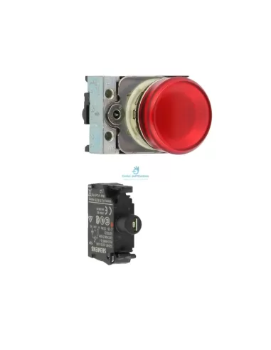 Voyant LED rouge Siemens 3su11566aa201aa0, lentille lisse, 230 V CA