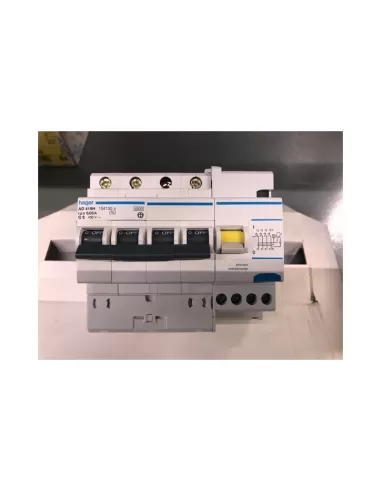 Dispositif de sauvetage magnétothermique différentiel Hager 4P 30 mA 6A 4,5 kA C