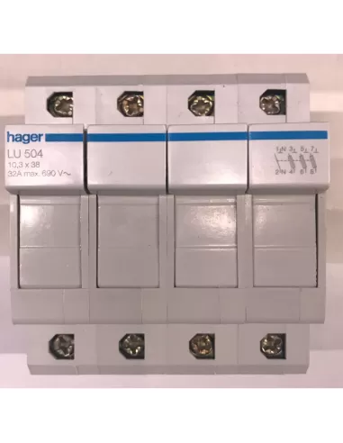 Hager lu504 fuse holder ul 10 3x38 3p n 4 din modules
