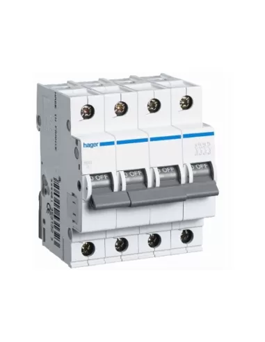 Hager 4P 4-pole 4x6A 6KA C-curve circuit breaker, 4 DIN modules
