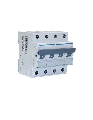 Disjoncteur Hager MYN410 4P 4 pôles 4x10A 4 5kA courbe C 4 modules DIN