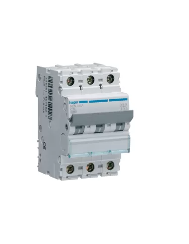 Disjoncteur Hager NCN316A tripolaire (3 x 16 A, 10 kA, courbe C) pour modules DIN 3 pouces