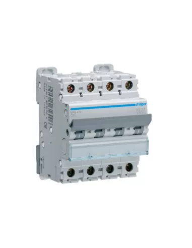 Disjoncteur Hager nrn410 4p 4 pôles 4x10a 25ka à courbe en C, 4 modules DIN