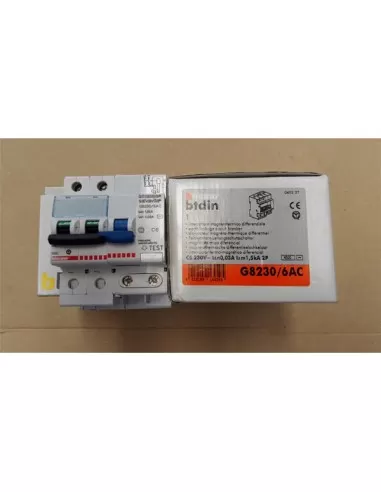 Bticino différentiel magnétothermique AC 2P 6A 4,5 kA 30 mA 0,03 A G8230//6AC Life Saver