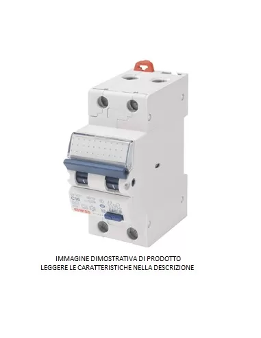 Gewiss interruttore differenziale magnetotermico 2p c6 300ma 0,3 ac 6ka gw94135 2 moduli