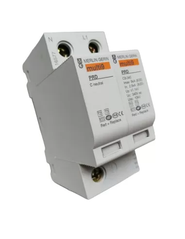 Protector contra sobretensiones Merlin Gerin 16577 PRD8, 1 polo, 230 V, 10 kV, modelo 2/3