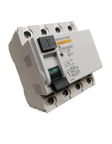 Interruptor diferencial puro Merlin Gerin 23380, 4 polos, 25 A, 0,3 A, 4 modos