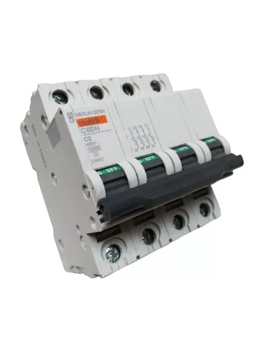 Disyuntor Merlin Gerin 24942, 4 polos, 2 A, 10 kV, 4 MOD, C60