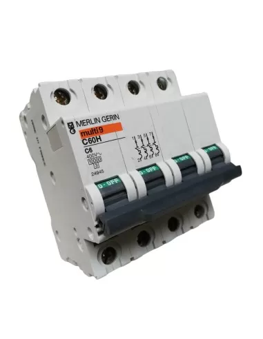 Disyuntor Merlin Gerin 24945, 4 polos, 6 A, 10 kV, 4 MOD, C60
