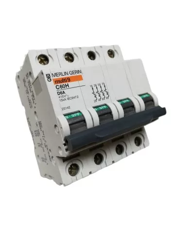 Disyuntor Merlin Gerin 25142, 4 polos, 6 A, 10 kV, 4 modos, C60