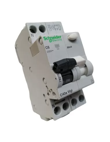 Schneider 19275 disyuntor diferencial 1p n 6a 0.03a c-ac 4.5