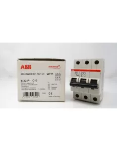 Disjoncteur automatique ABB S203 P C10 25 kA 3P 3 modules S590594