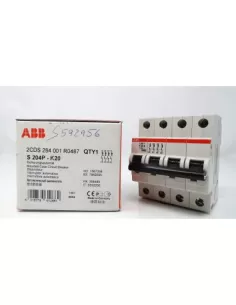 Abb s204 p k20 circuit breaker 25ka 4p 4 modules s592956