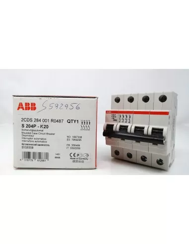 Disjoncteur ABB S204 P K20 25 kA 4 pôles 4 modules S592956