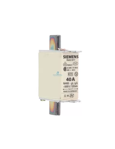 Fusible Siemens 3NA3817 NH 000 GL/GG 40 A 500 V CA