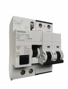 Disjoncteur à courant résiduel Siemens 2p c6 icn 4,5ka icu 6ka type ac 30ma 5su13231bb06