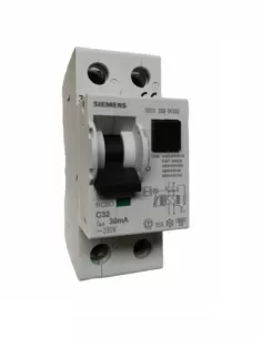 Disyuntor diferencial Siemens 5su13561kv32, 6 ka, 1 pn, c32, ca, 30 ma, 2 mod