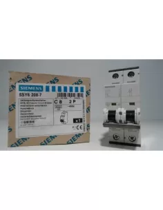 Interruptor automático Siemens 2P 8A 6KA, curva C, 2 módulos, 5SY62087