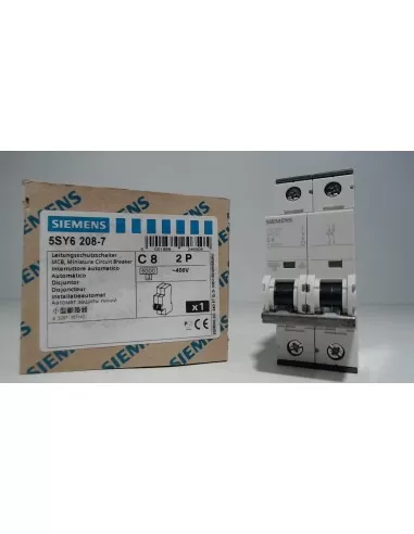 Interruptor automático Siemens 2P 8A 6KA, curva C, 2 módulos, 5SY62087