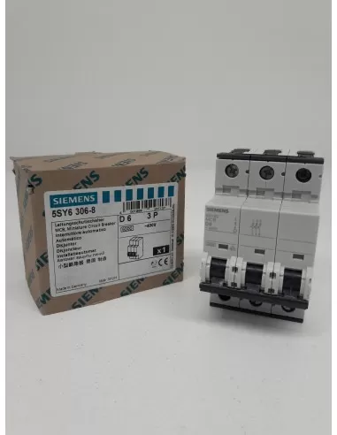 Disjoncteur Siemens triphasé 6A 6KA à courbe en D et à 3 modules 5SY63068